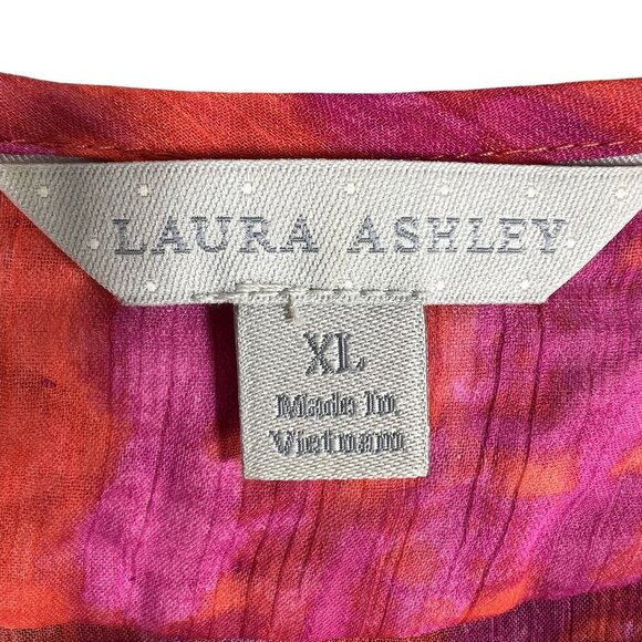 Laura Ashley New Women XL Tie Dye Chiffon Top Jeweled Artsy Blouse Hippie Groovy - Picture 16 of 16